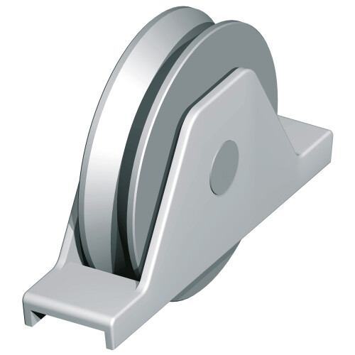 Galet acier avec support à encastrer - Gorge en V - GGV721.80