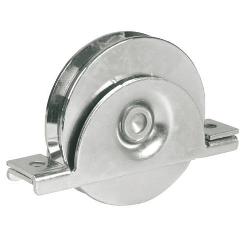 Galet INOX avec support INOX à encastrer - Gorge en V - GGV107i