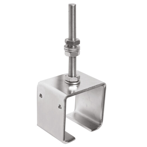 Fixation INOX 316 réglable à tige M8x70 - Pour rail INOX 40x40x1,5 - FIX34Ti