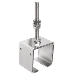 Fixation INOX 316 réglable à tige M8x70 - Pour rail INOX 40x40x1,5